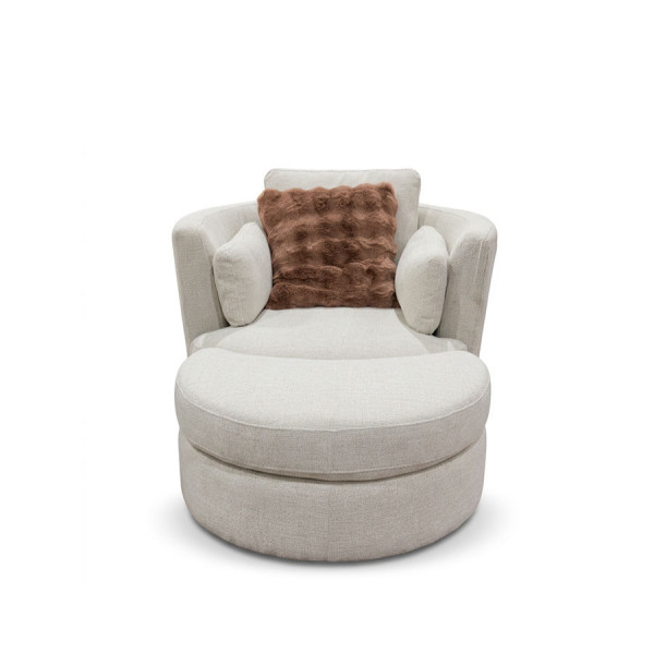 Archer Swivel Chair & Footstool Light Beige